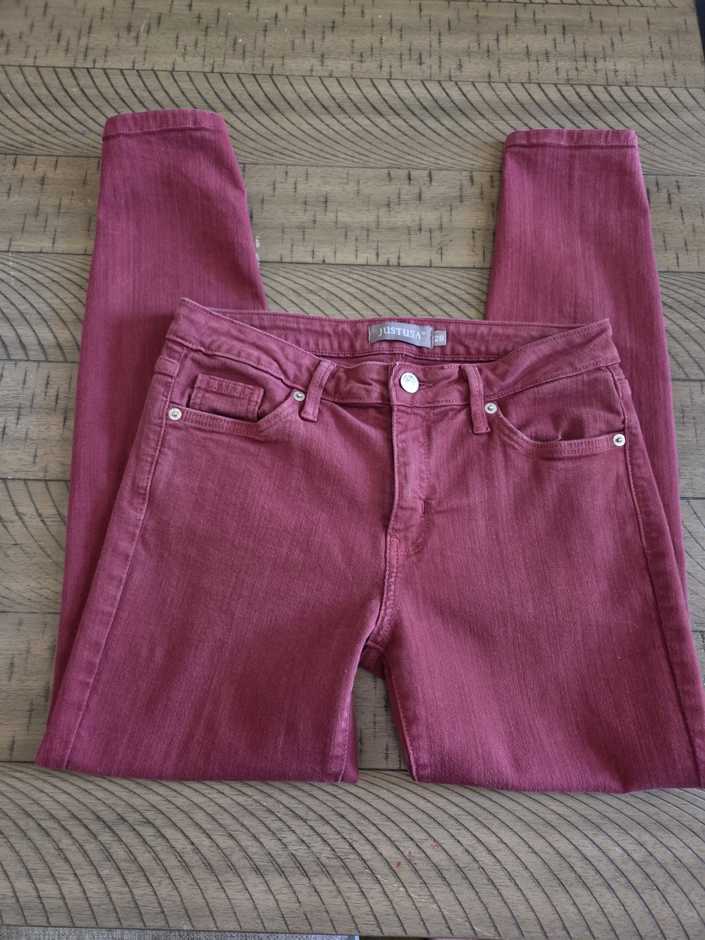 Just USA Women's Rose-Red Skinny Jeans